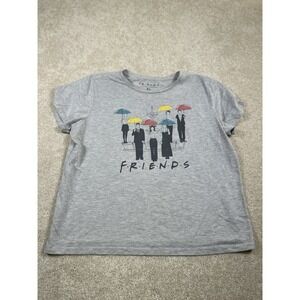 Friends Womens Size XL The Tv Series Crop Logo TShirt Gray Graphic Umbrellas‎